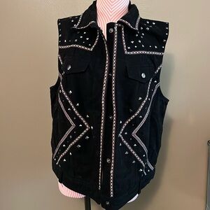 Forever 21 Western Style Black Studded Vest - size M